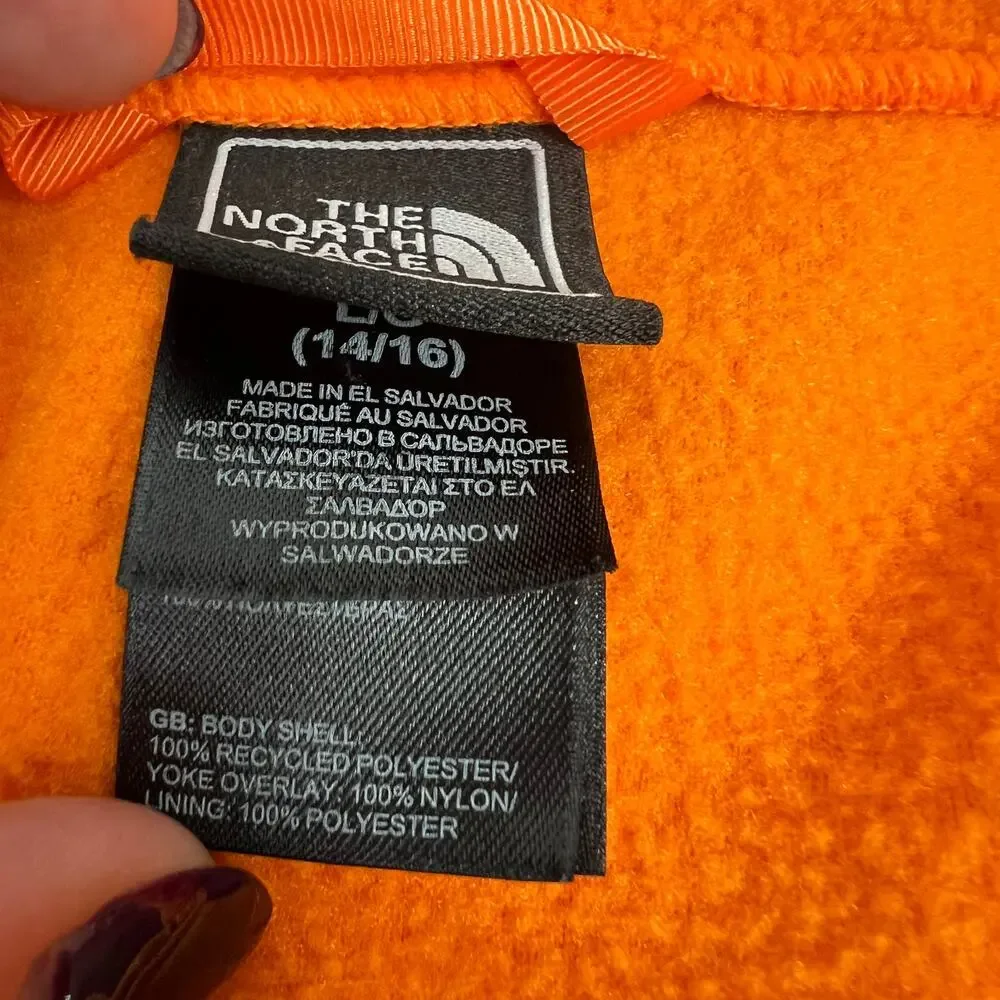 The North Face Denali Fleece Jacket Orange Blue‎ Youth L (14/16) Full Zip